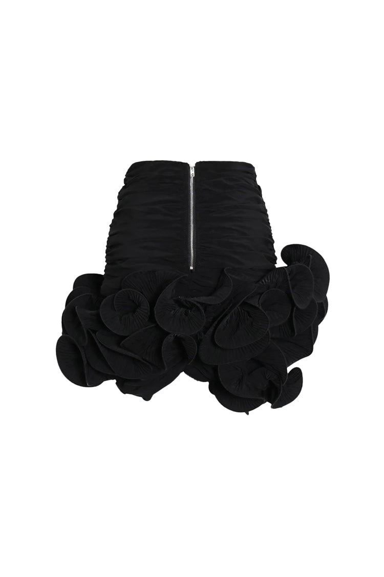 Asymmetric Drape Pleated Ruffle Ruched Bodycon High Waist Mini Skirt