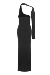 Asymmetrical Long Sleeve Cut Out Bodycon Bandage Evening Maxi Dress