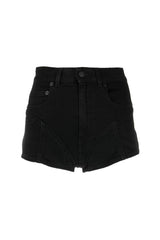 Deconstructed Patch Back Panel High Waist Booty Denim Micro Shorts