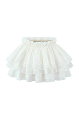 Floating Gathered Ruffle High Waist Scalloped Lace Tiered Micro Mini Skirt