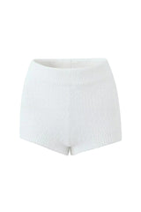 Fluffy Soft Solid Color High Waist Full Coverage Ribbed Knit Shorts