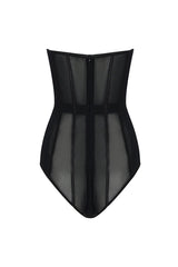 Sexy Sweetheart Neck Strapless High Waist Sheer Mesh Corset Bodysuit