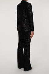 Sparkly Sequin Double Breasted High Waist Flared Pant Two Piece Blazer Set